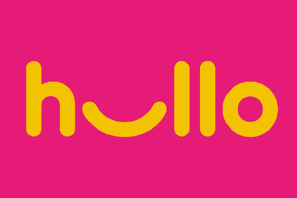 hullo logo pink background